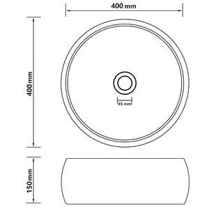 Luxuriöses Waschbecken Rund Matt Creme 40x15 cm Keramik