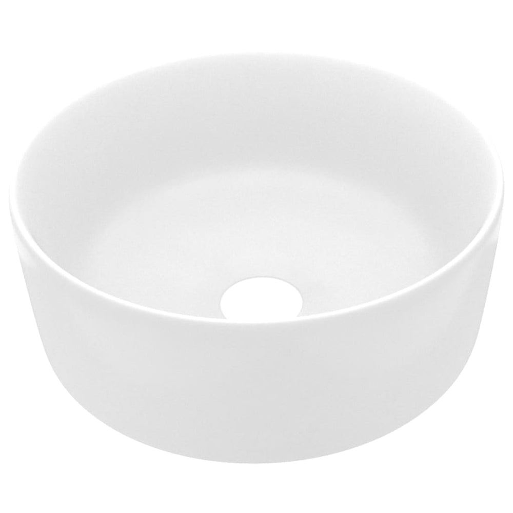 Luxuriöses Waschbecken Rund Matt Weiß 40x15 cm Keramik