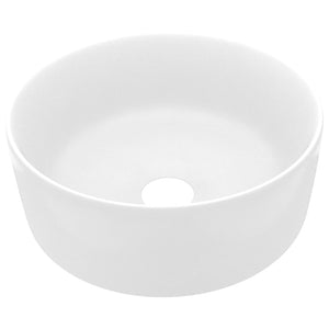 Luxuriöses Waschbecken Rund Matt Weiß 40x15 cm Keramik