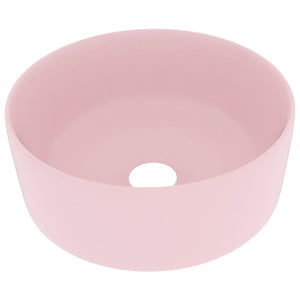 Luxuriöses Waschbecken Rund Matt Rosa 40x15 cm Keramik