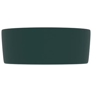 Luxuriöses Waschbecken Rund Matt Dunkelgrün 40x15 cm Keramik