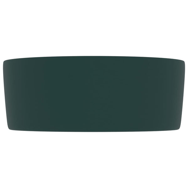 Luxuriöses Waschbecken Rund Matt Dunkelgrün 40x15 cm Keramik