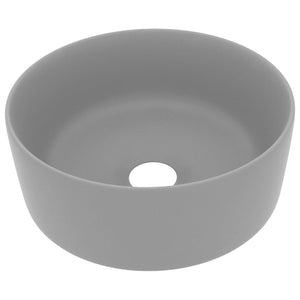 Luxuriöses Waschbecken Rund Matt Hellgrau 40x15 cm Keramik
