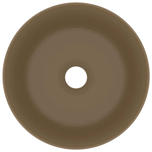 Luxuriöses Waschbecken Rund Matt Creme 40x15 cm Keramik