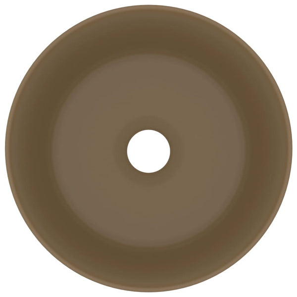 Luxuriöses Waschbecken Rund Matt Creme 40x15 cm Keramik