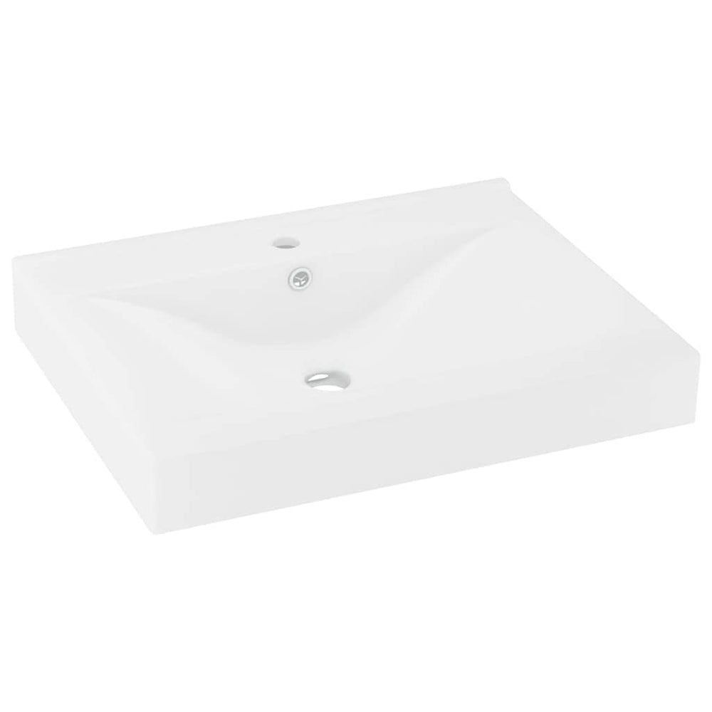 Luxus-Waschbecken mit Hahnloch Matt-Weiß 60x46 cm Keramik