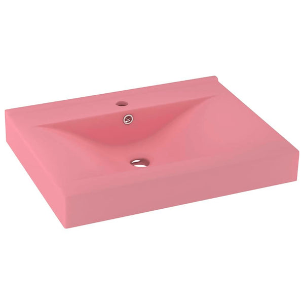 Luxus-Waschbecken mit Hahnloch Matt-Rosa 60x46 cm Keramik
