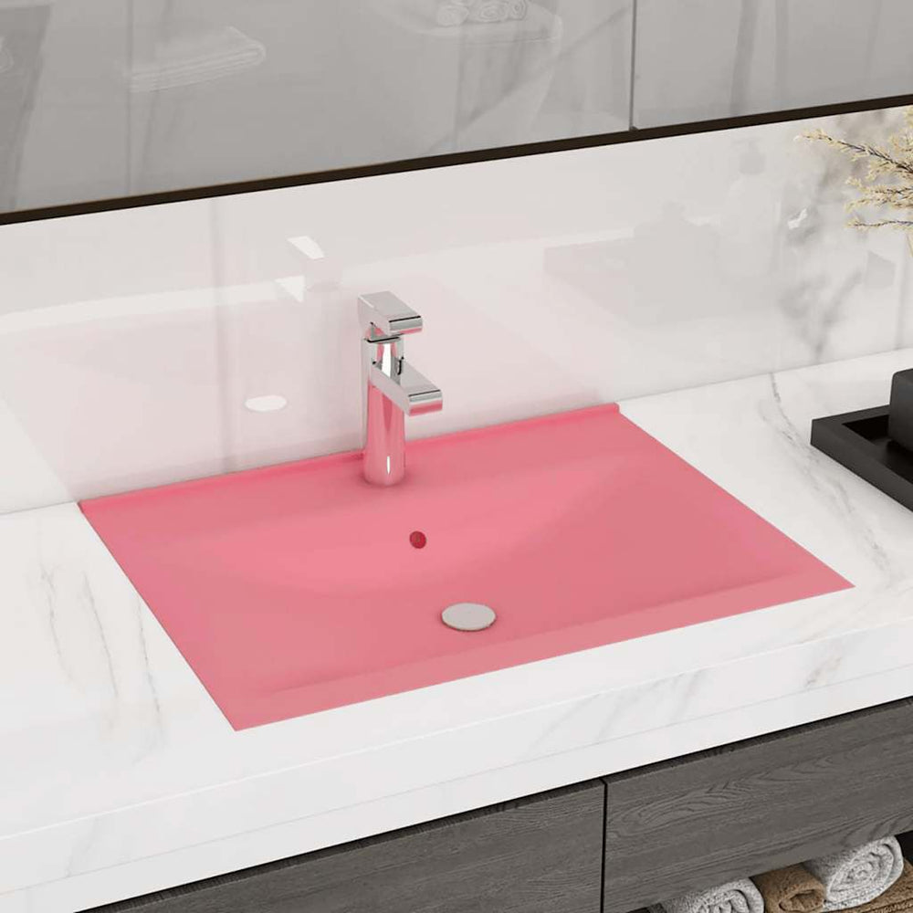 Luxus-Waschbecken mit Hahnloch Matt-Rosa 60x46 cm Keramik