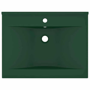 Luxus-Waschbecken mit Hahnloch Matt-Dunkelgrün 60x46 cm Keramik