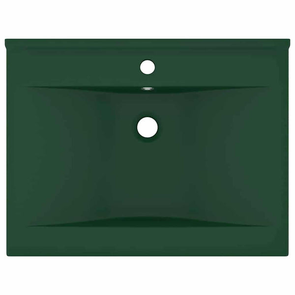 Luxus-Waschbecken mit Hahnloch Matt-Dunkelgrün 60x46 cm Keramik