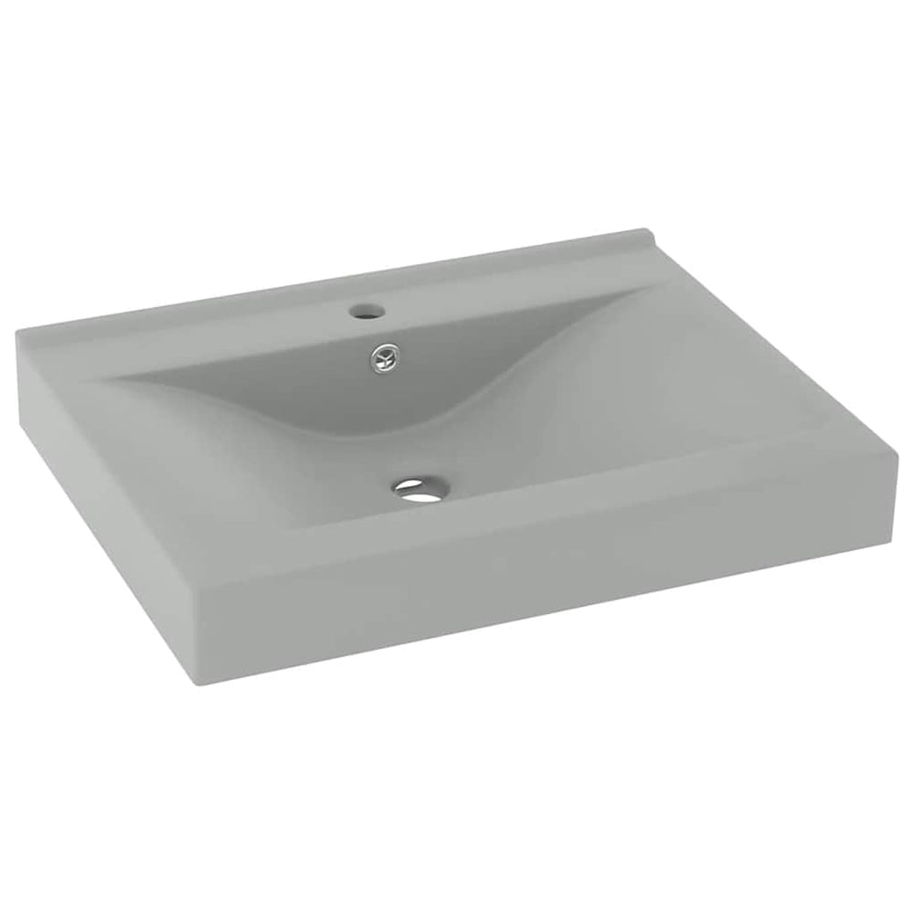 Luxus-Waschbecken mit Hahnloch Matt-Hellgrau 60x46 cm Keramik