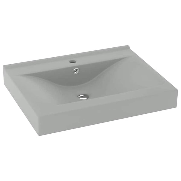 Luxus-Waschbecken mit Hahnloch Matt-Hellgrau 60x46 cm Keramik