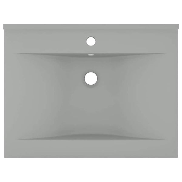 Luxus-Waschbecken mit Hahnloch Matt-Hellgrau 60x46 cm Keramik