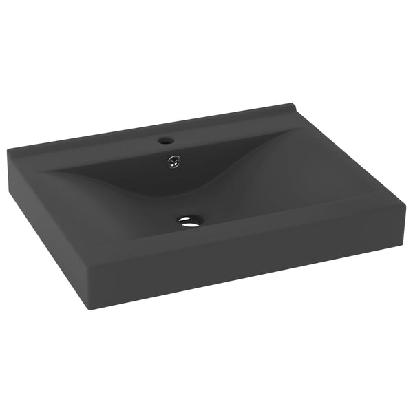 Luxus-Waschbecken mit Hahnloch Matt-Dunkelgrau 60x46 cm Keramik