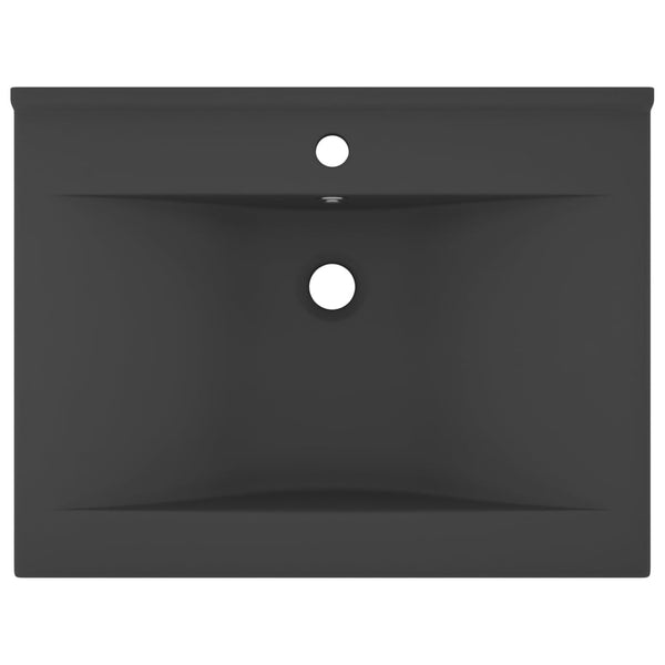 Luxus-Waschbecken mit Hahnloch Matt-Dunkelgrau 60x46 cm Keramik
