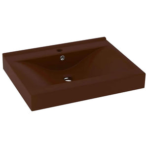 Luxus-Waschbecken mit Hahnloch Matt-Dunkelbraun 60x46cm Keramik