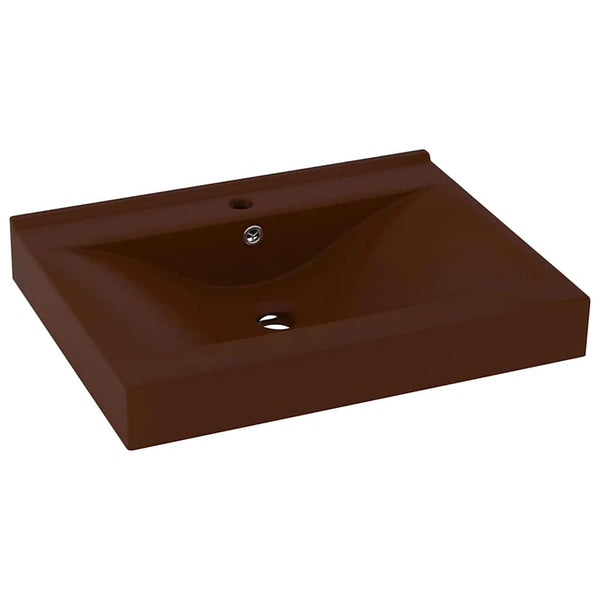 Luxus-Waschbecken mit Hahnloch Matt-Dunkelbraun 60x46cm Keramik