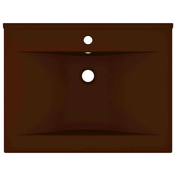Luxus-Waschbecken mit Hahnloch Matt-Dunkelbraun 60x46cm Keramik