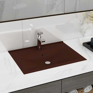 Luxus-Waschbecken mit Hahnloch Matt-Dunkelbraun 60x46cm Keramik