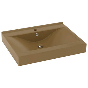 Luxus-Waschbecken mit Hahnloch Matt-Creme 60x46 cm Keramik