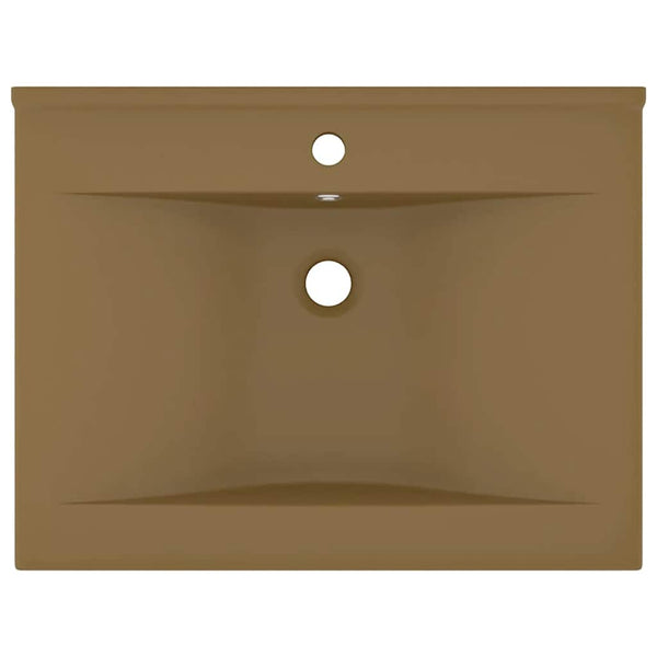Luxus-Waschbecken mit Hahnloch Matt-Creme 60x46 cm Keramik