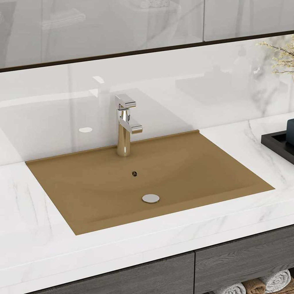 Luxus-Waschbecken mit Hahnloch Matt-Creme 60x46 cm Keramik