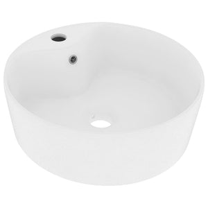 Luxus-Waschbecken mit Überlauf Matt-Weiß 36x13 cm Keramik