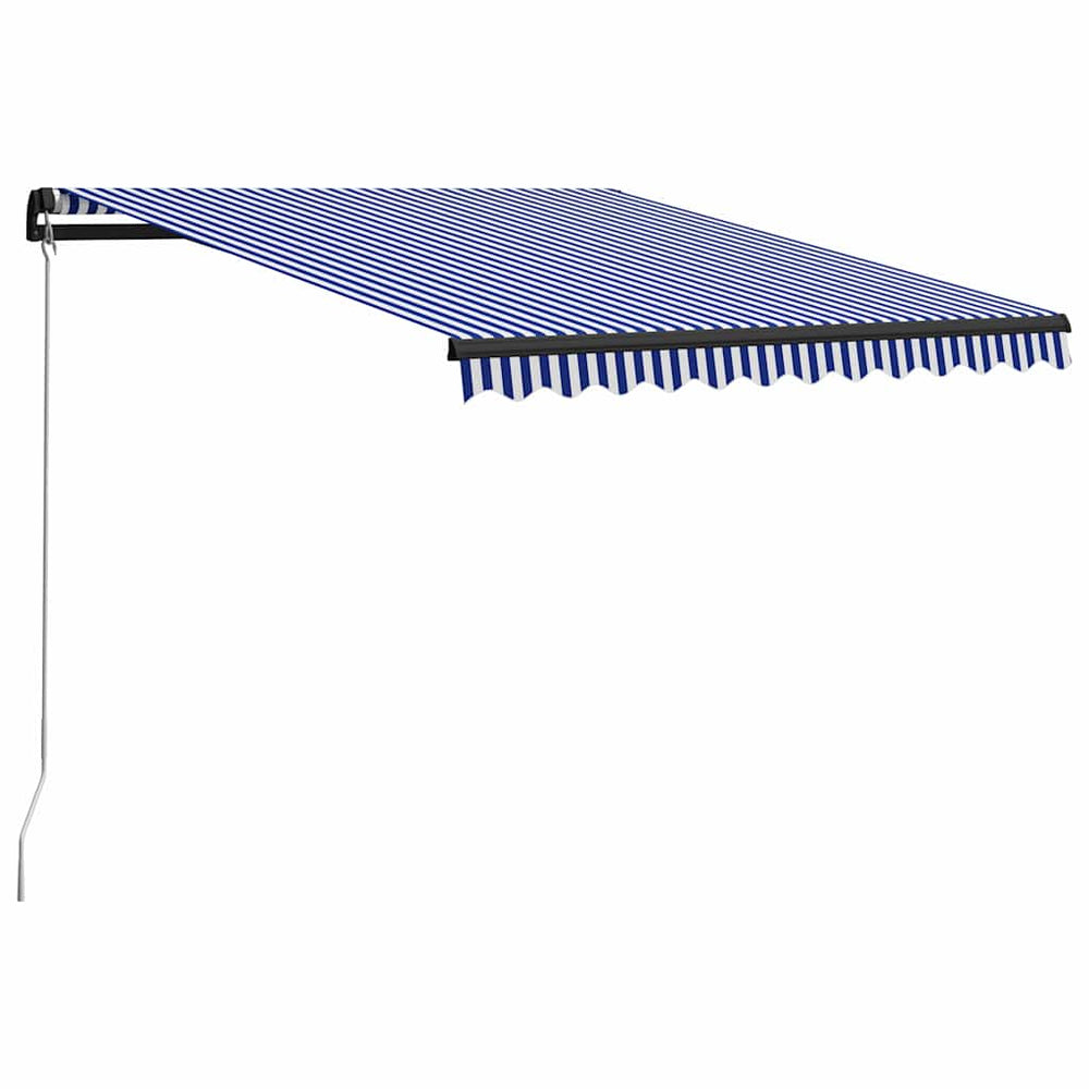 Einziehbare Markise Handbetrieben 350 x 250 cm Blau und Weiß