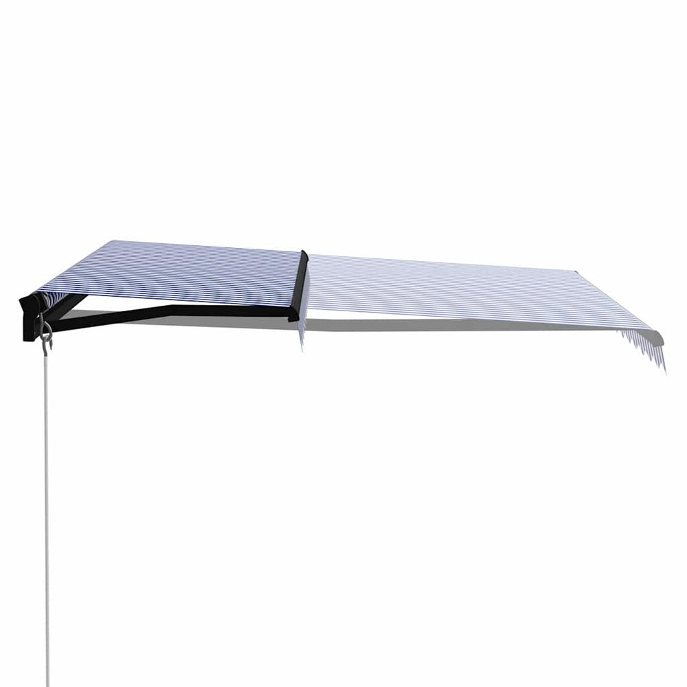 Einziehbare Markise Handbetrieben 350 x 250 cm Blau und Weiß