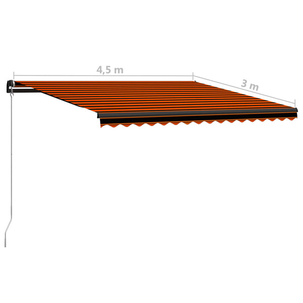 vidaXL Store banne manuel rétractable 450 x 300 cm orange et marron