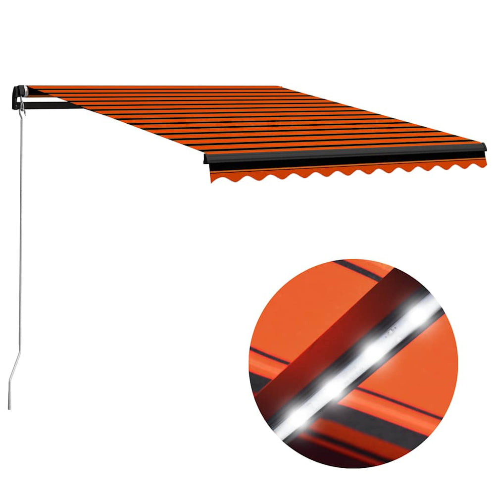 Markise Manuell Einziehbar LED 350x250 cm Orange & Braun