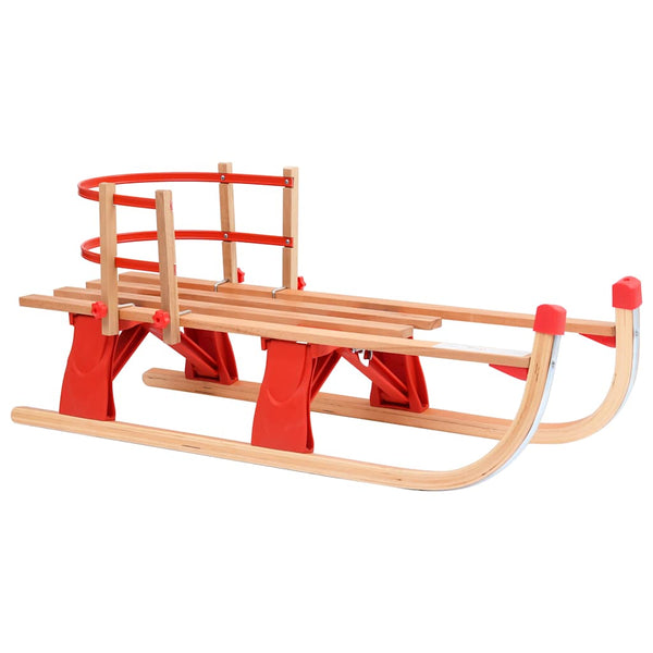 Klappschlitten aus Holz mit Rückenlehne 119cm