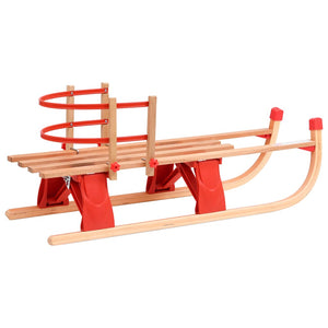 Klappschlitten aus Holz mit Rückenlehne 119cm