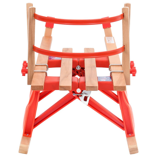 Klappschlitten aus Holz mit Rückenlehne 119cm