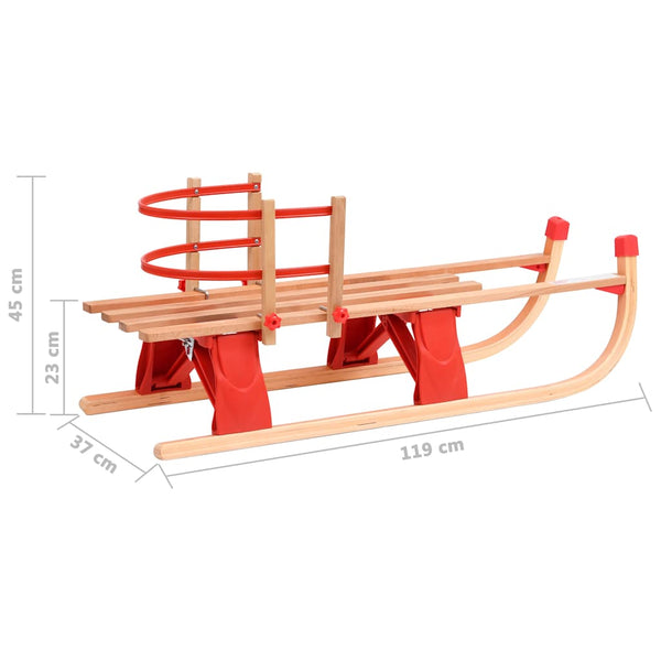 Klappschlitten aus Holz mit Rückenlehne 119cm
