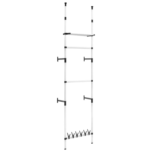 vidaXL Portant télescopique avec tringles et étagère aluminium