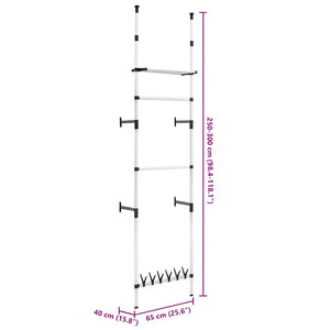 vidaXL Portant télescopique avec tringles et étagère aluminium