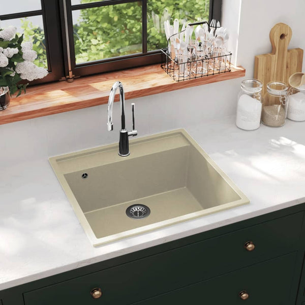 Küchenspüle mit Überlauf Beige Granit