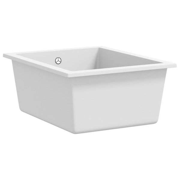 vidaXL Évier de cuisine avec trop-plein blanc granit