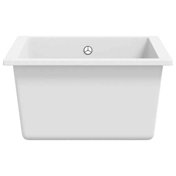vidaXL Évier de cuisine avec trop-plein blanc granit