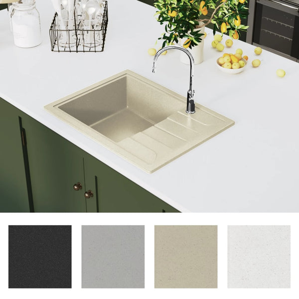 Küchenspüle mit Überlauf Oval Beige Granit