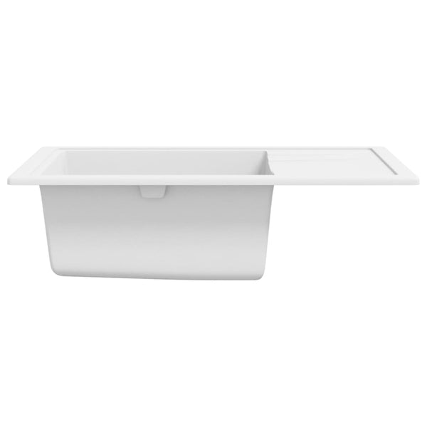 Küchenspüle mit Überlauf Oval Weiß Granit