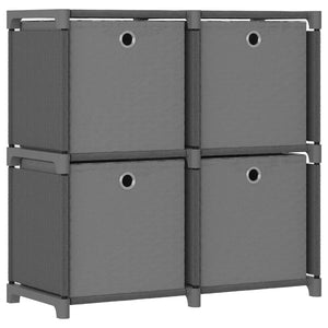 vidaXL Étagère à casiers avec 4 boîtes Tissu Gris 69x30x72,5 cm