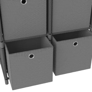 vidaXL Étagère à casiers avec 4 boîtes Tissu Gris 69x30x72,5 cm