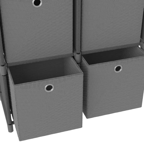 vidaXL Étagère à casiers avec 4 boîtes Tissu Gris 69x30x72,5 cm