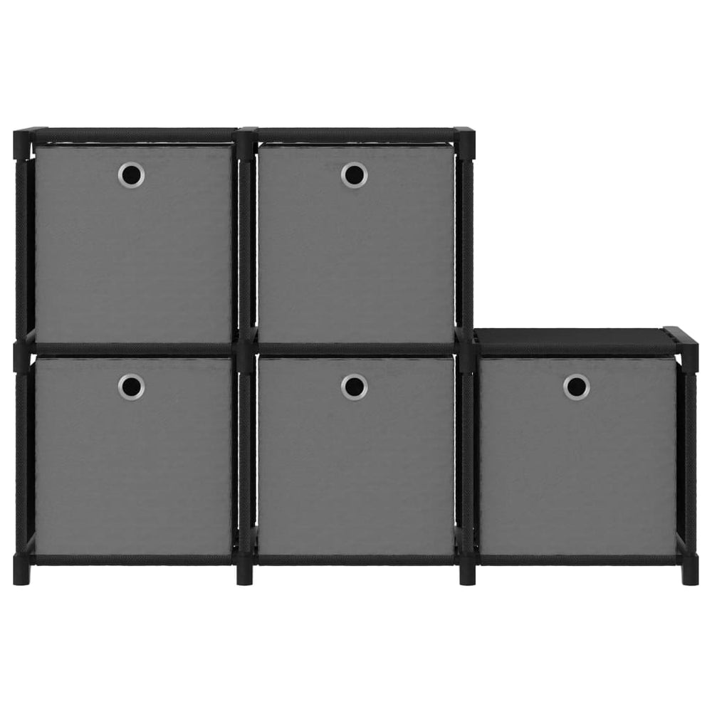 Würfelregal mit 5 Stoffboxen, Schwarz