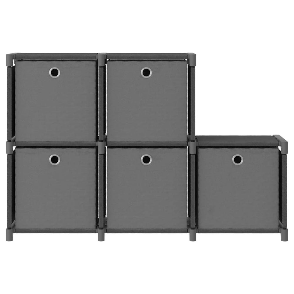 Würfelregal mit 5 Stoffboxen Grau