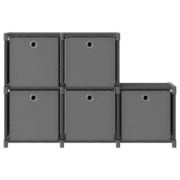 Würfelregal mit 5 Stoffboxen Grau