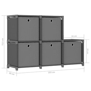 Würfelregal mit 5 Stoffboxen Grau