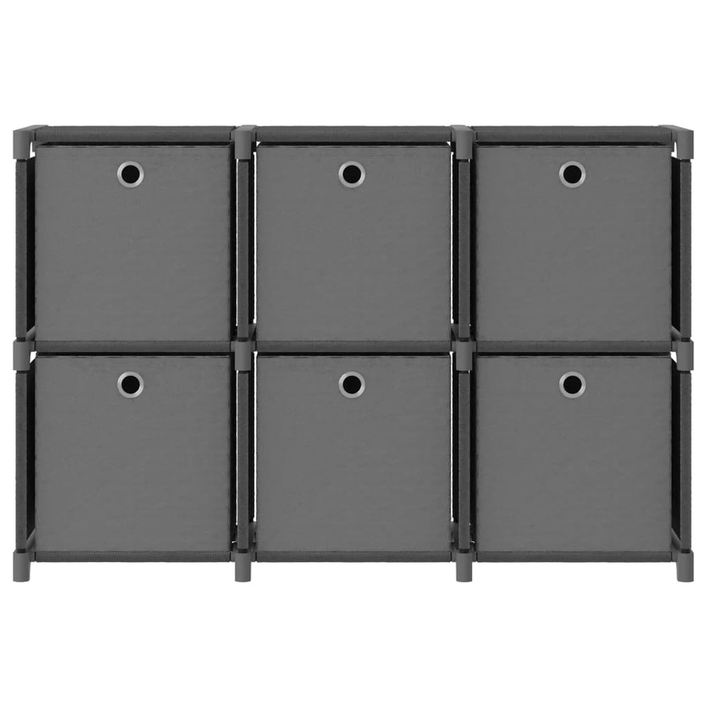 Graues Würfelregal mit 6 Stoffboxen